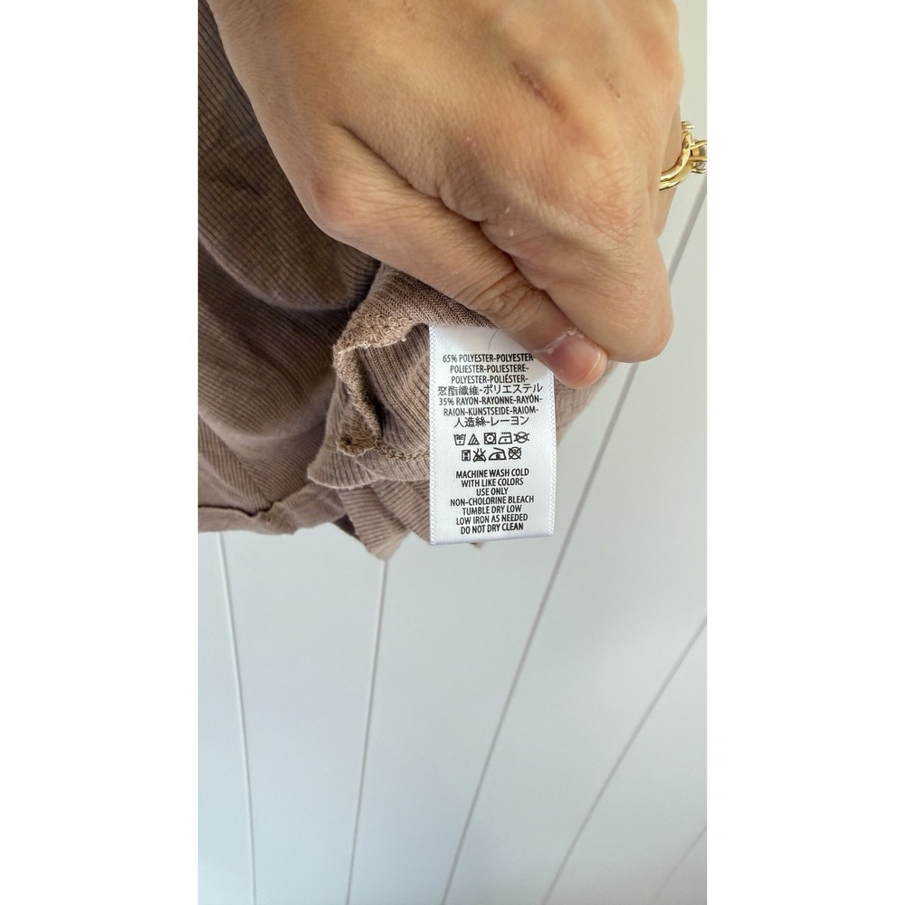 Free People Long Beach Ribbed Racerback Tank Taupe Size M - Picture 6 of 7